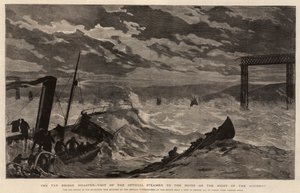 La catastrophe du pont de Tay, visite du bateau officiel aux ruines la nuit de l